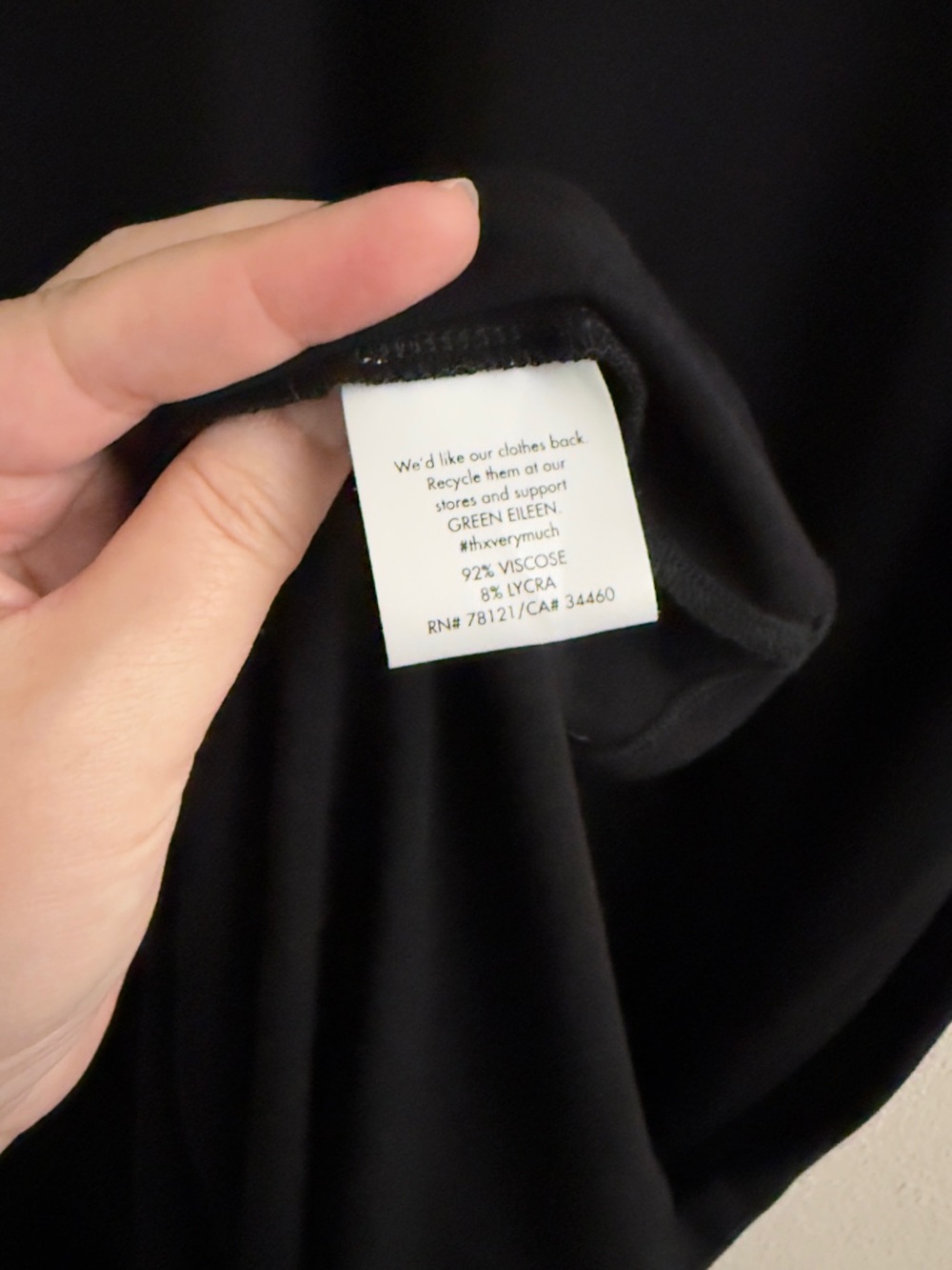 Eileen Fisher Drape V-neck Lightweight Viscose Jersey Dress Black - Picture 6 of 8